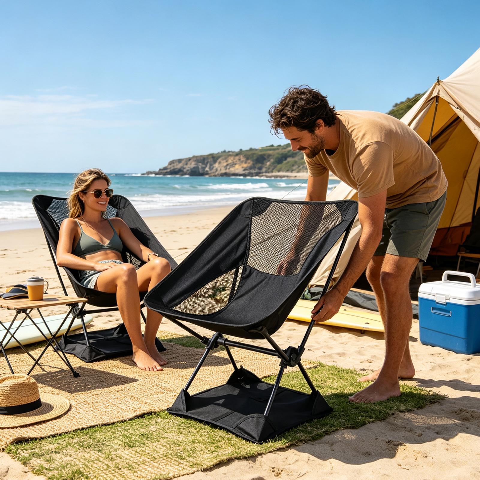 Outdoor Furniture Used - Oxford Cloth Anti-Sink Camp Chair Ground