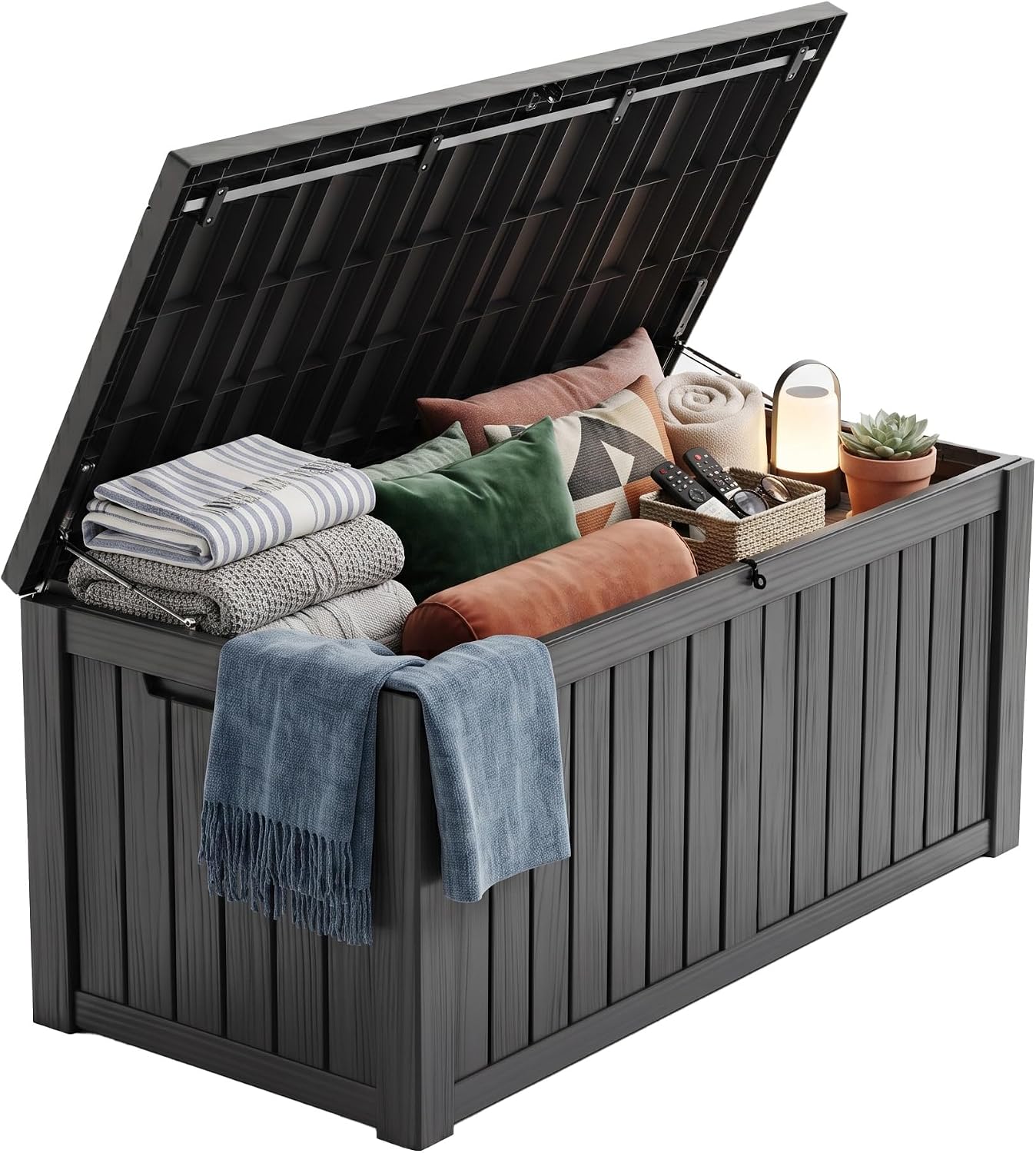 Outdoor Furniture With Storage - 200 Gallon Lockable Resin Deck Box,