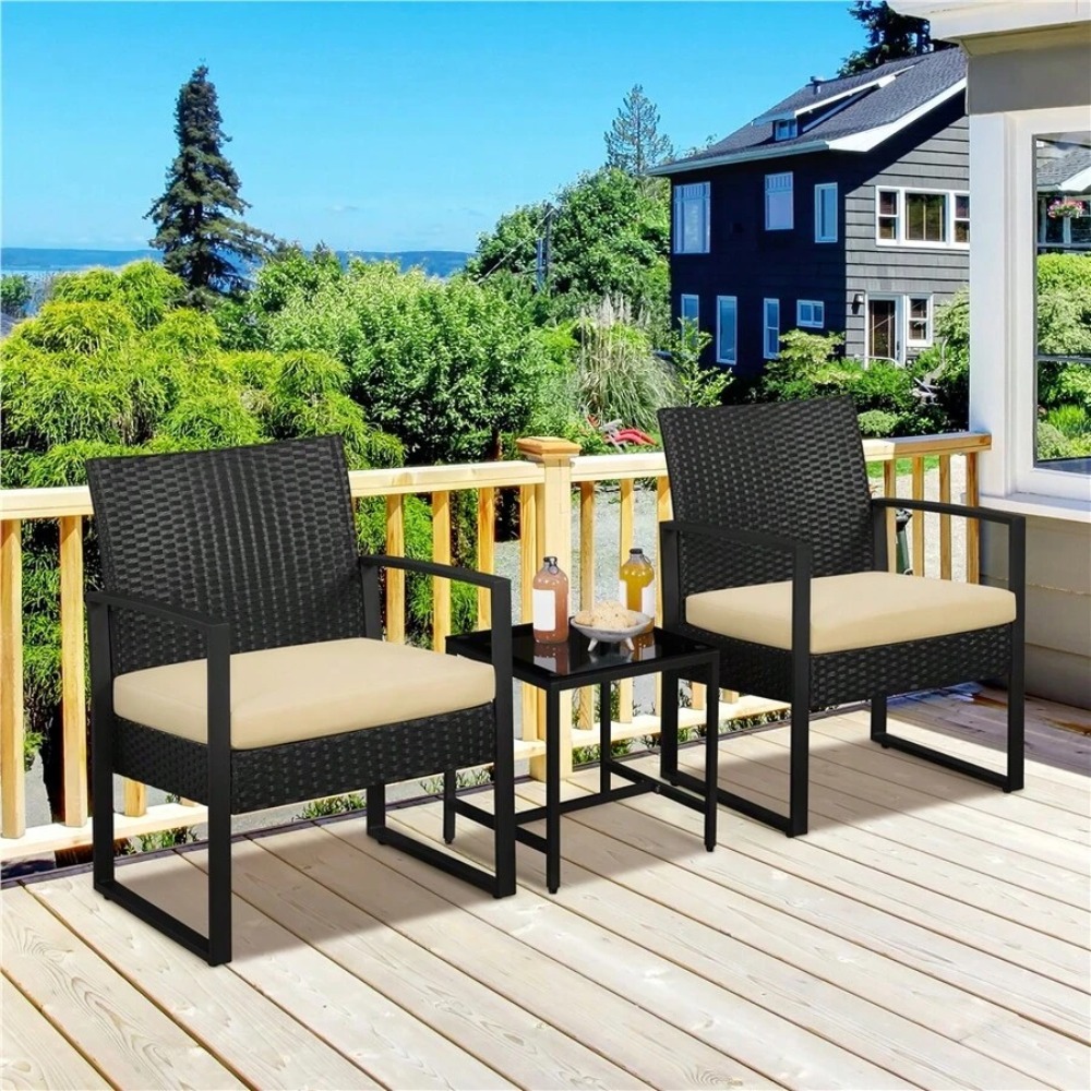 Outdoor Furniture Durable - 3 Piece Outdoor Wicker Furniture Set