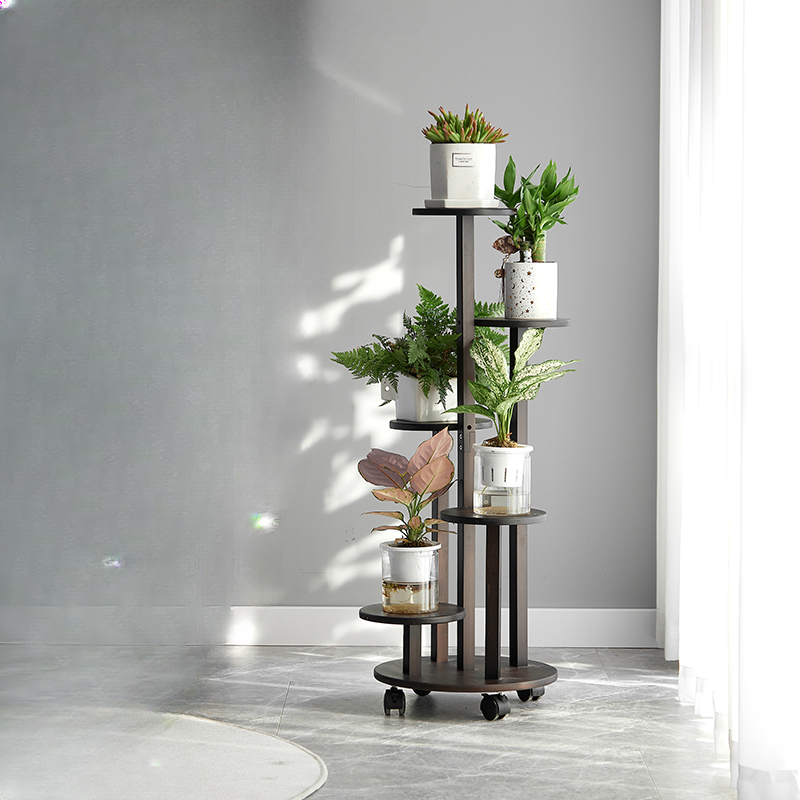 Outdoor Furniture On Sale - Bamboo Plant Stand with Wheels Multi-Tier