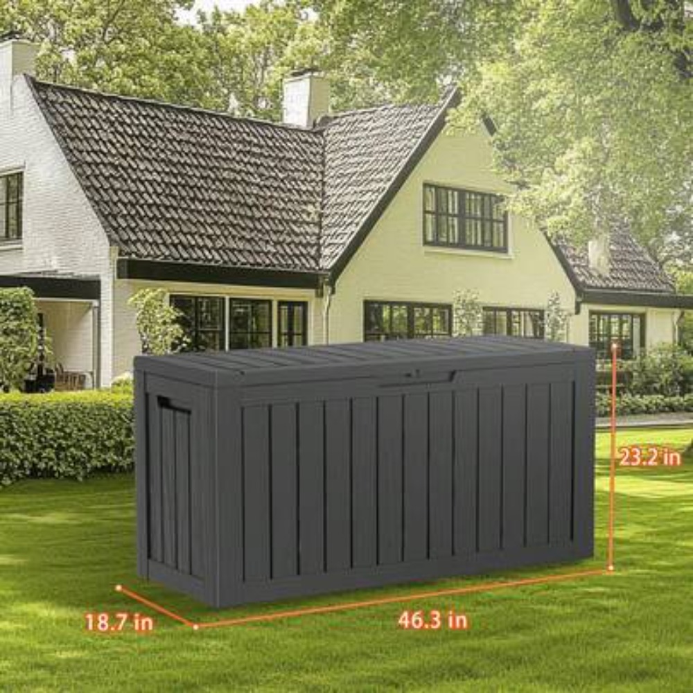 Outdoor Furniture For Pool - 90 Gallon Lockable Resin Deck Box