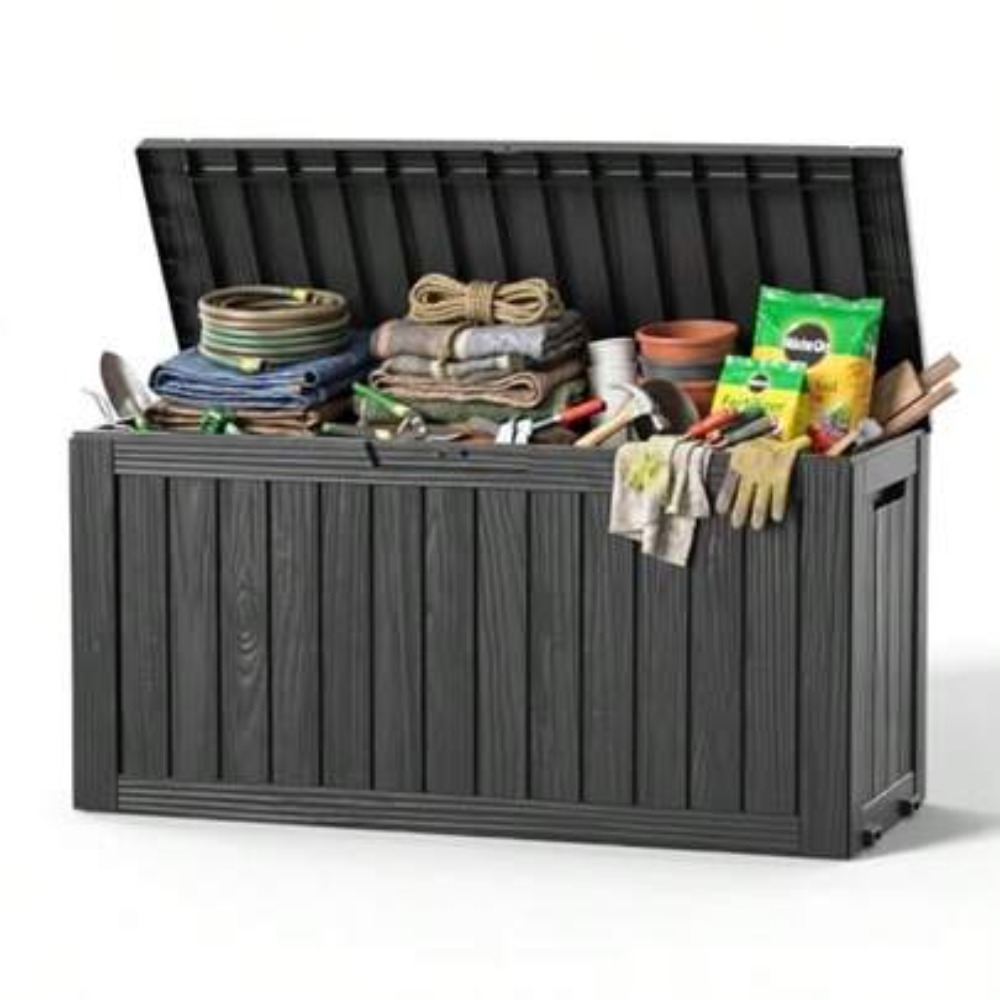 Outdoor Furniture For Pool - 90 Gallon Outdoor Deck Box Waterproof