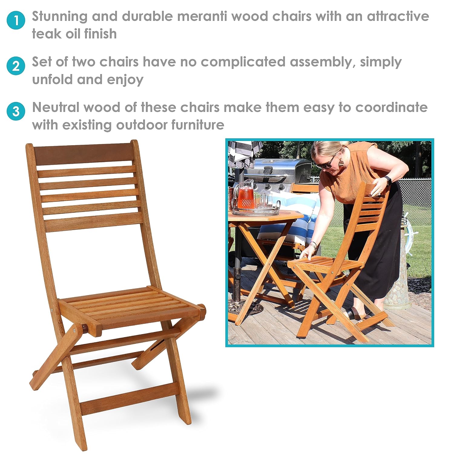 Outdoor Folding Wood Patio Cha - Outdoor Furniture Oil Teak review and price