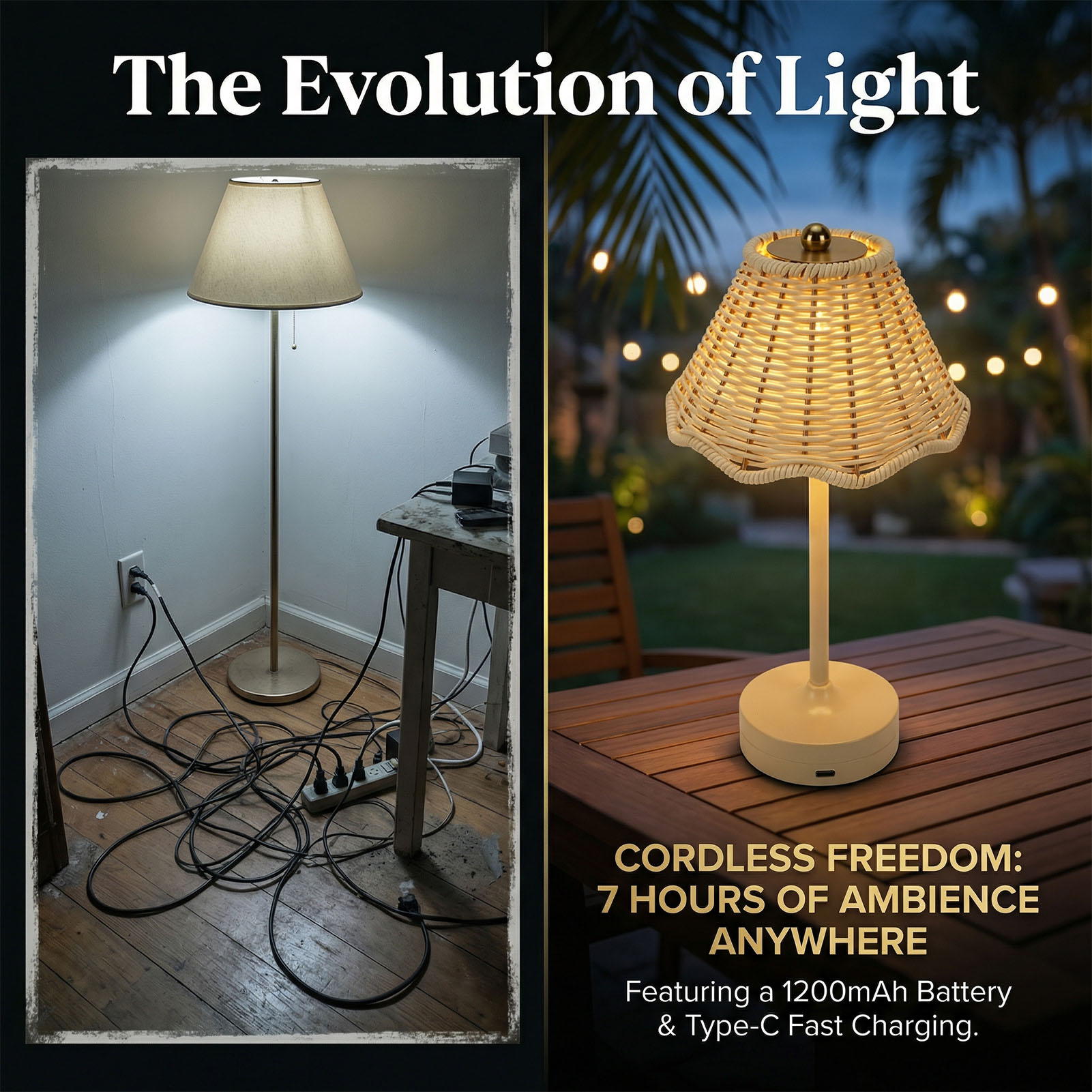 LED Vintage Rattan Table Lamp  - Outdoor Furniture Rh review and price