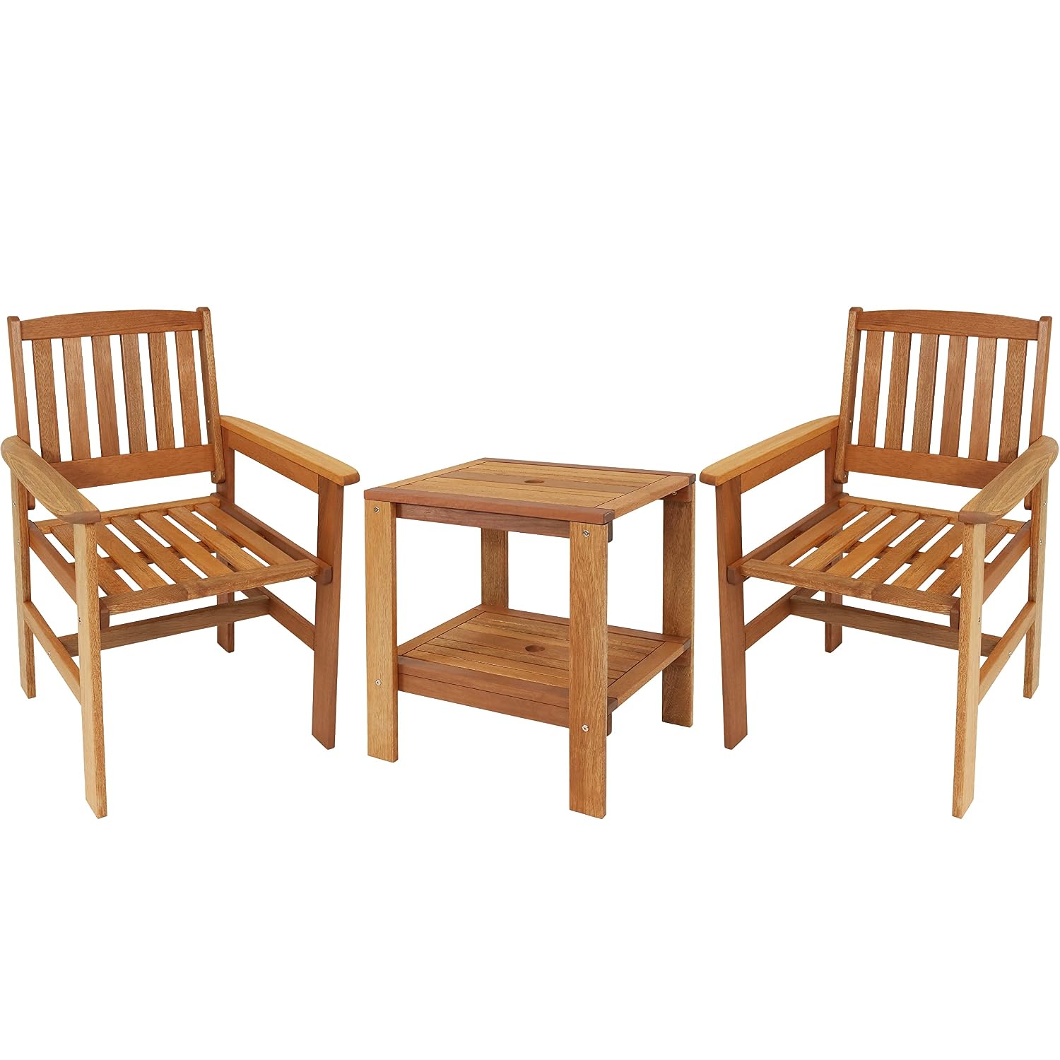 3-Piece Wood Patio Set 2 Chair - Outdoor Furniture Oil Teak review and price