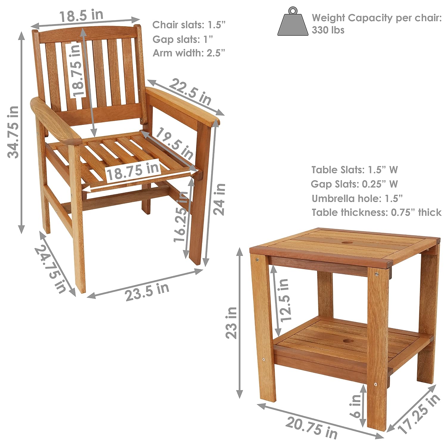 3-Piece Wood Patio Set 2 Chair - Outdoor Furniture Oil Teak review and price