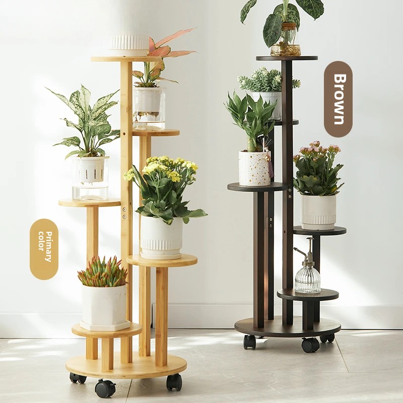 Bamboo Plant Stand with Wheels - Outdoor Furniture On Sale review and price