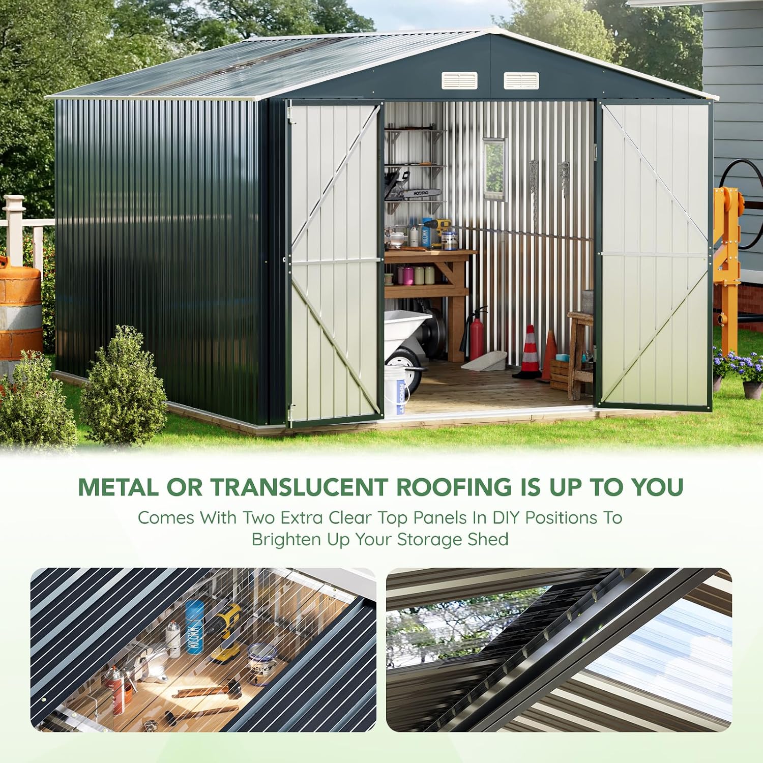 10x12X7.5FT Outdoor Steel Stor - Outdoor Furniture With Storage review and price